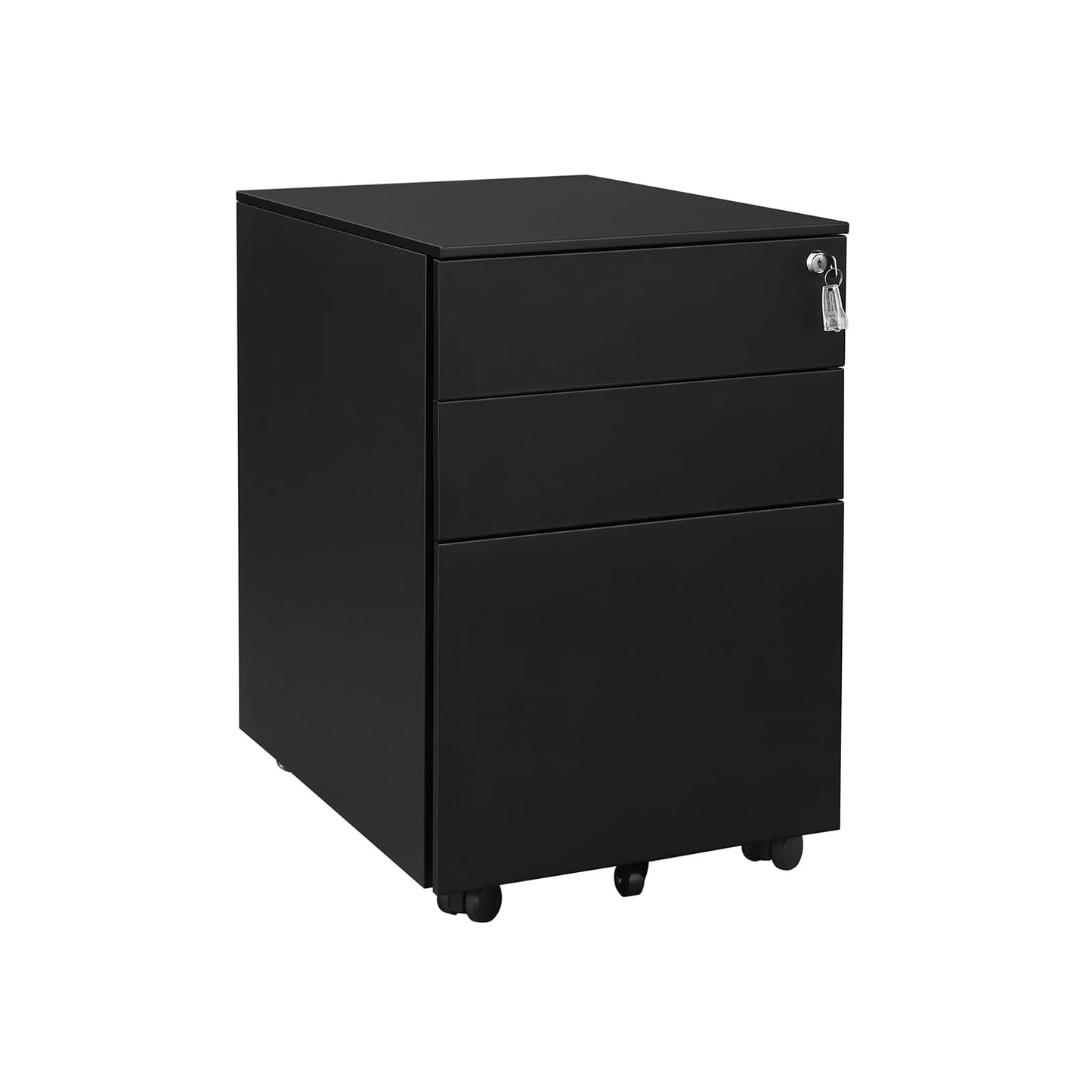 Gabinete para oficina, Cerradura y 3 Cajones, Gabinete oficina, Mueble Archivador, negro - SONGMICS