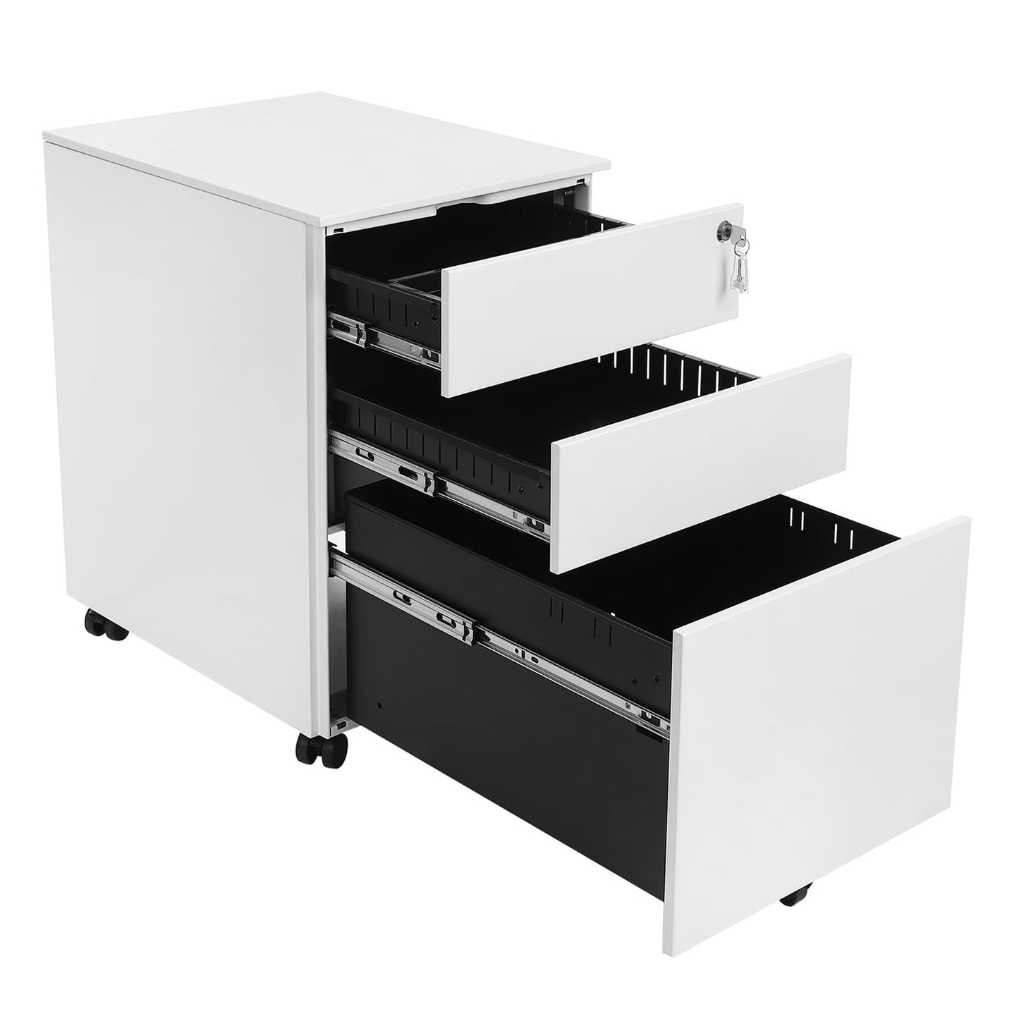 Mueble Archivador Metálico, Cerradura y 3 Cajones, Gabinete para oficina, Gabinete oficina, Mueble Archivador - SONGMICS