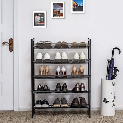 SONGMICS - de zapatos de 5 pisos Hecho de tela de metal con estantes planos, angulados