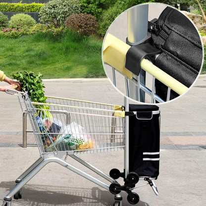 Carro de Compra, Carrito de Compra, Plegable con Ruedas Sube escaleras, Bolsa refrigerante, 35L, Negro, SONGMICS, 3