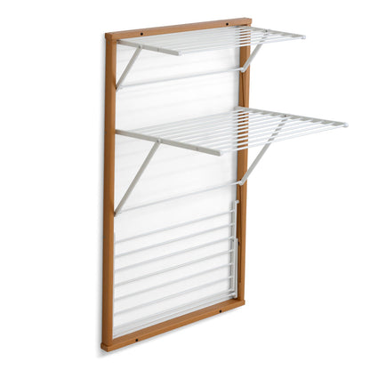 Tendedero Pared, Tendedero plegable pared, Madera, Cerrable – 15 m Tendedero Extensible, Color: Cerezo, Arit Karim, 4