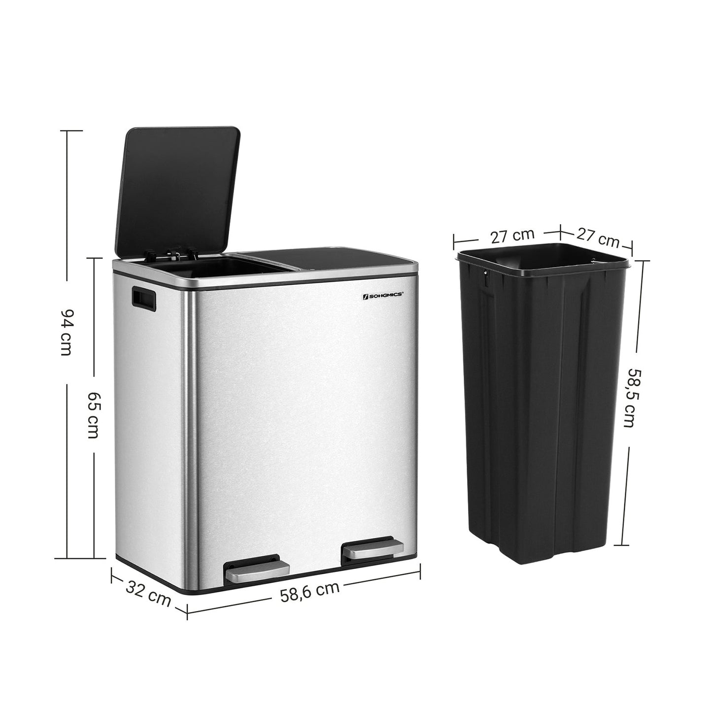 Songmics Cubo de Reciclaje con Pedal (2 x 30L)