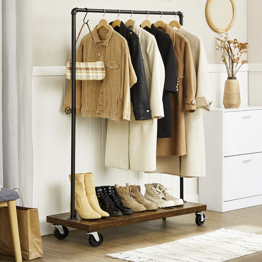 Burro Ropa, Burro Ropa Resistente, Perchero Móvil con Estante, Capacidad de Carga de 90 kg, Vasagle, 2