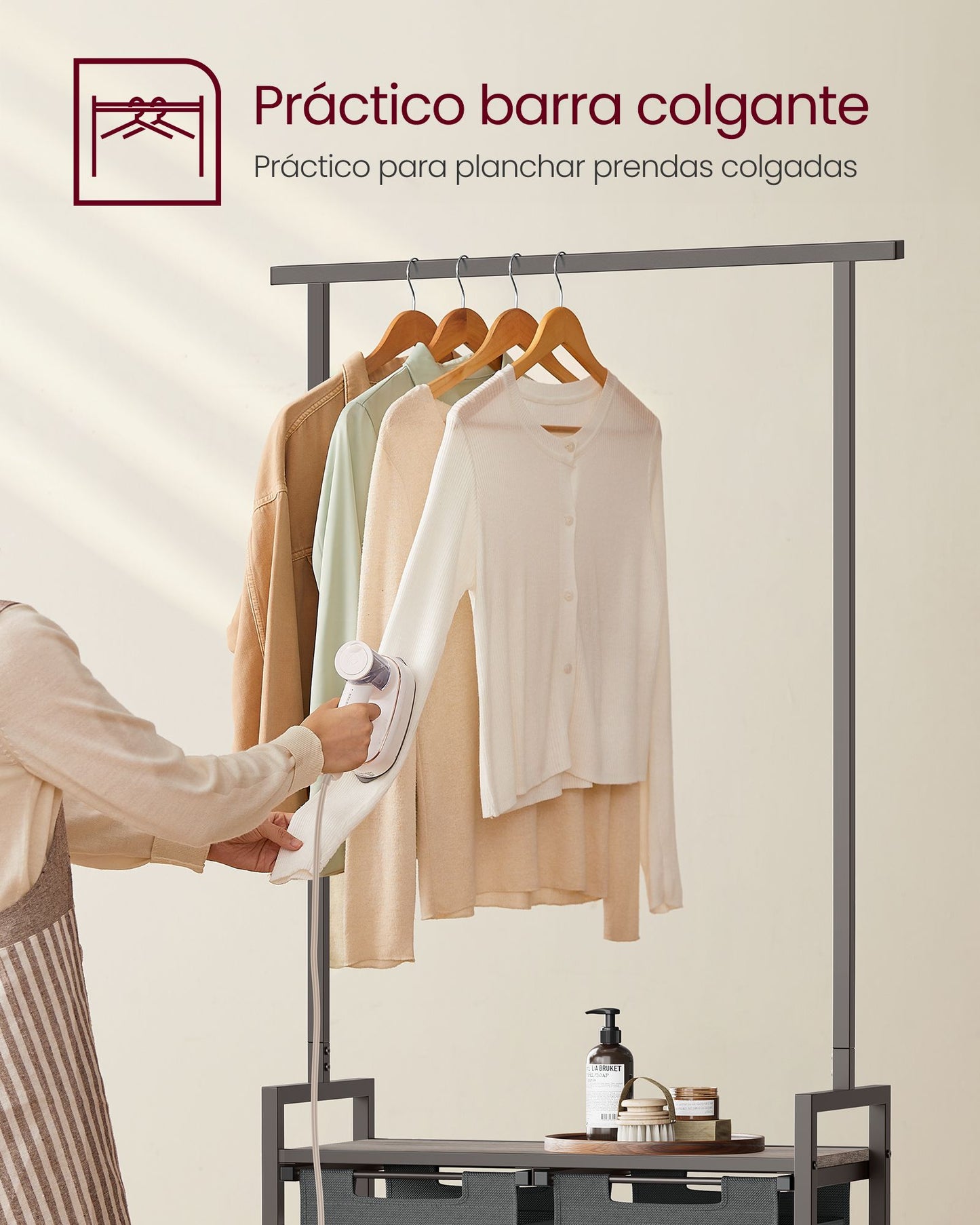 Mueble Cesto Ropa Sucia, 2 x 46 L, Mueble Ropa Sucia, Cesto Doble para Ropa Sucia, Cesto Colada, Greige y Gris, VASAGLE, 3