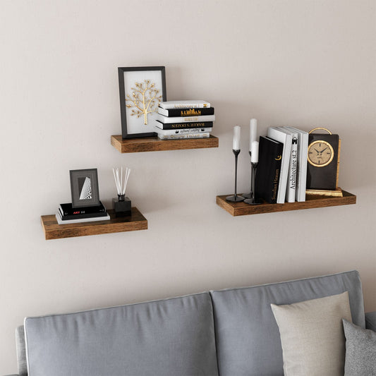 VASAGLE - Estante de Pared para, Estante Flotante, 40 x 20 x 3,8 cm, Estantes para Libros, Decoraciones, Marrón Rústico