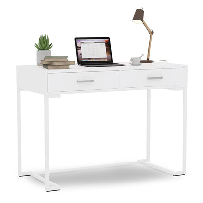 Tribesigns - escritorio blanco, mesa escritorio, dos cajones, mesa ordenador, mesa estudio, mesa para ordenador