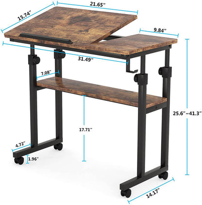 Mesa con ruedas, mesa para portátil, mesa escritorio, mesa ordenador,  mesa estudio - Tribesings, 7