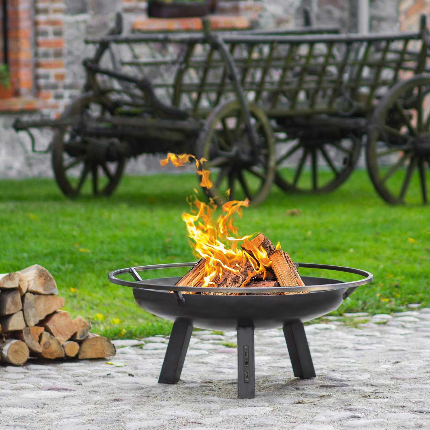 Brasero, Brasero Exterior, Brasero Jardin, Hoguera Jardín, con Asas, Pozo de Fuego Fire Bowl, 100 cm, Cook King PORTO, 4